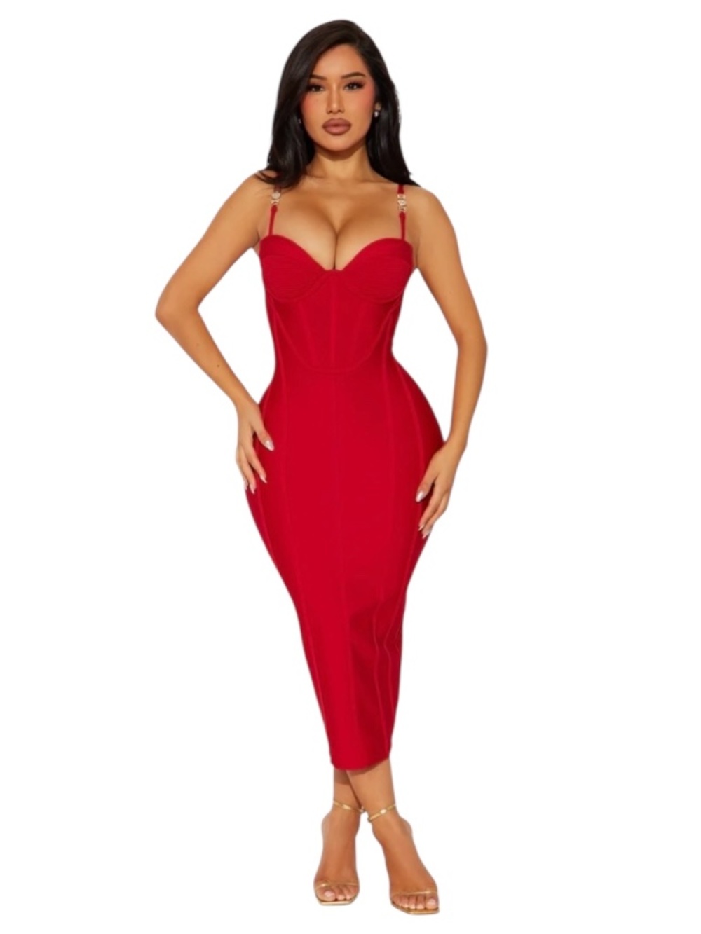 Fashion Nova Victoria Bandage Midi Dress Size S